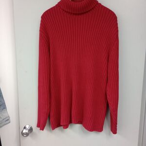 Vintage Men's Lands End Red XL Turtleneck Sweater. 100% Cotton. Comfy Cozy